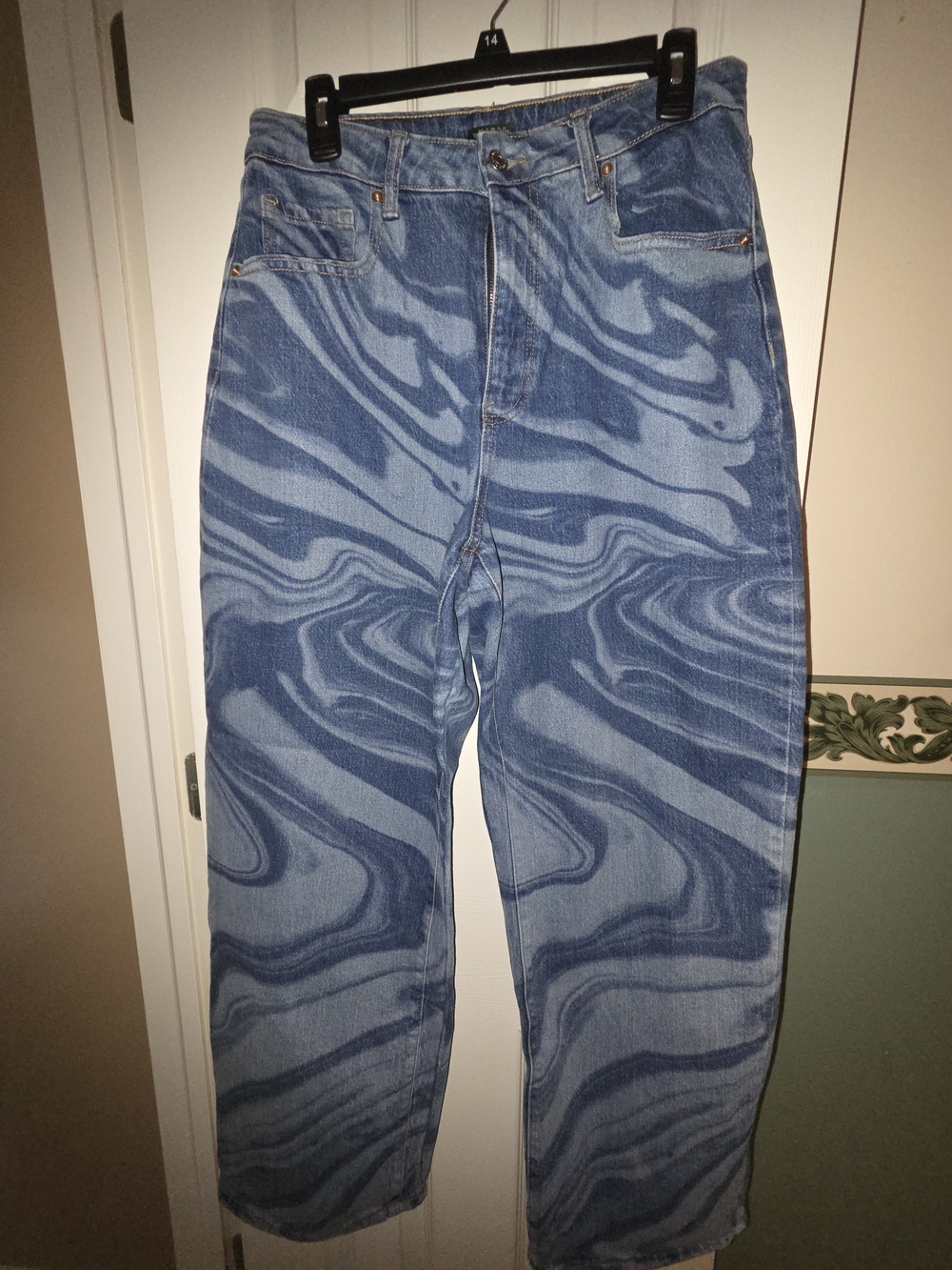 wild fable Two-Tone Blue Marble Print Straight-Leg Jeans